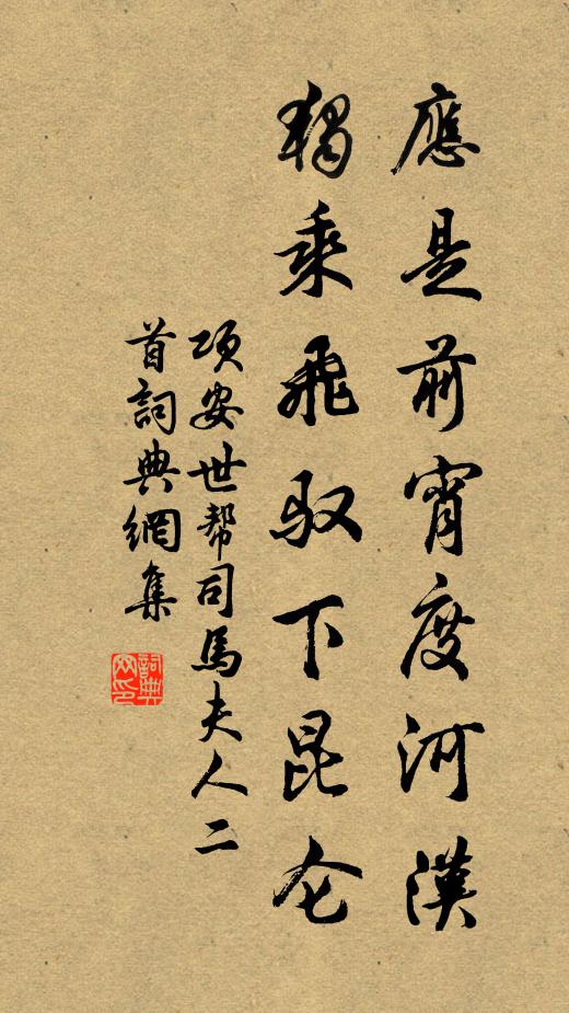 项安世应是前宵度河汉，独乘飞驭下昆仑书法作品欣赏