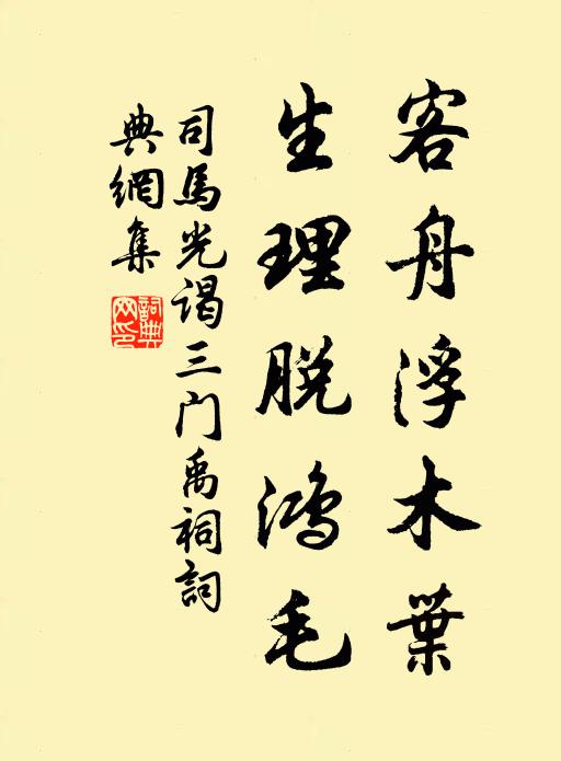 司马光客舟浮木叶，生理脱鸿毛书法作品欣赏