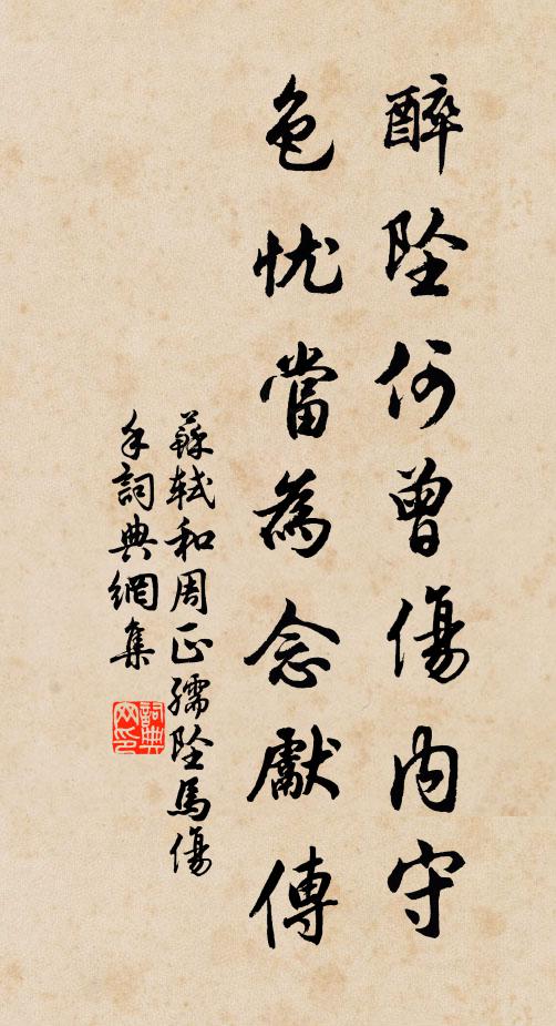 苏轼醉坠何曾伤内守，色忧当为念先传书法作品欣赏