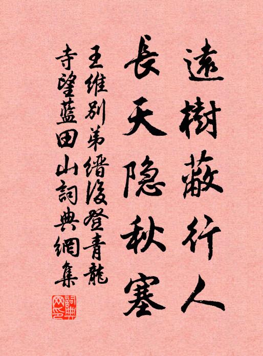 王维远树蔽行人，长天隐秋塞书法作品欣赏