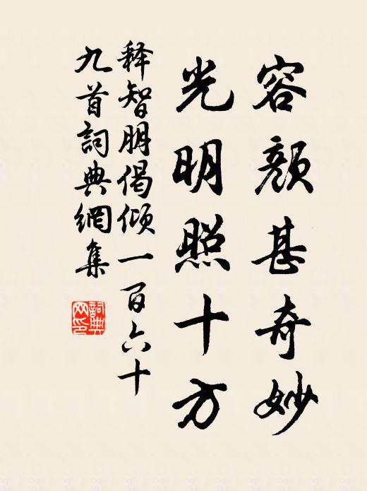 释智朋容颜甚奇妙，光明照十方书法作品欣赏