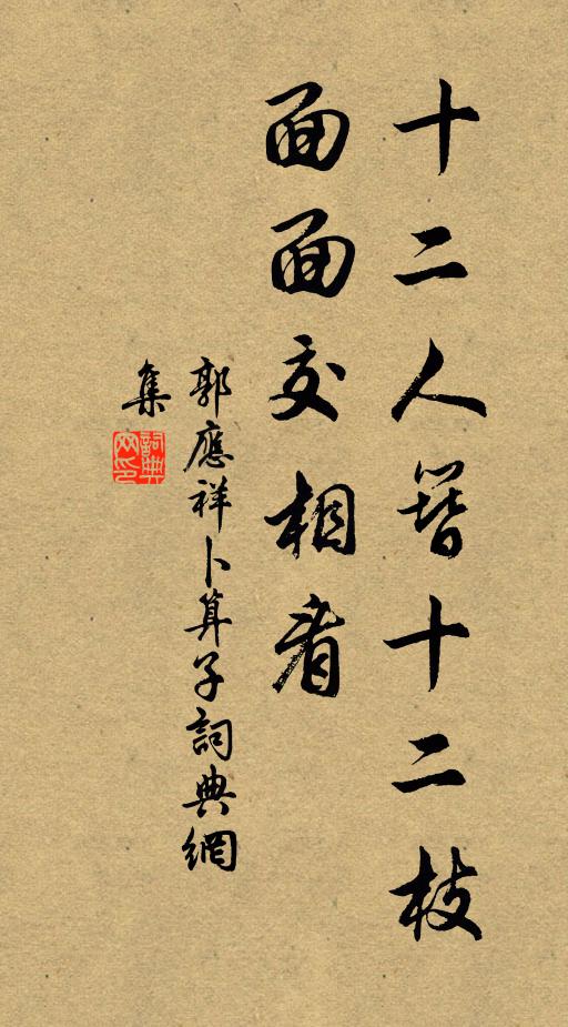 郭应祥十二人簪十二枝，面面交相看书法作品欣赏