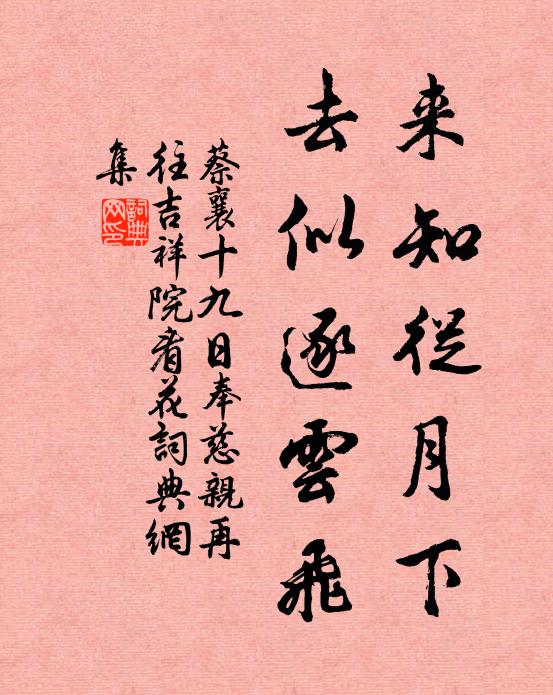 蔡襄来知从月下，去似逐云飞书法作品欣赏