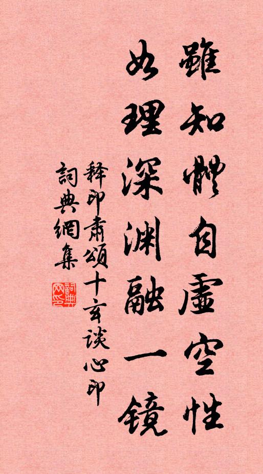 释印肃虽知体自虚空性，如理深渊融一镜书法作品欣赏