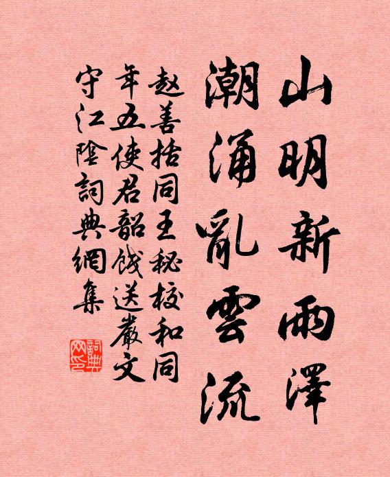 赵善括山明新雨泽，潮涌乱云流书法作品欣赏