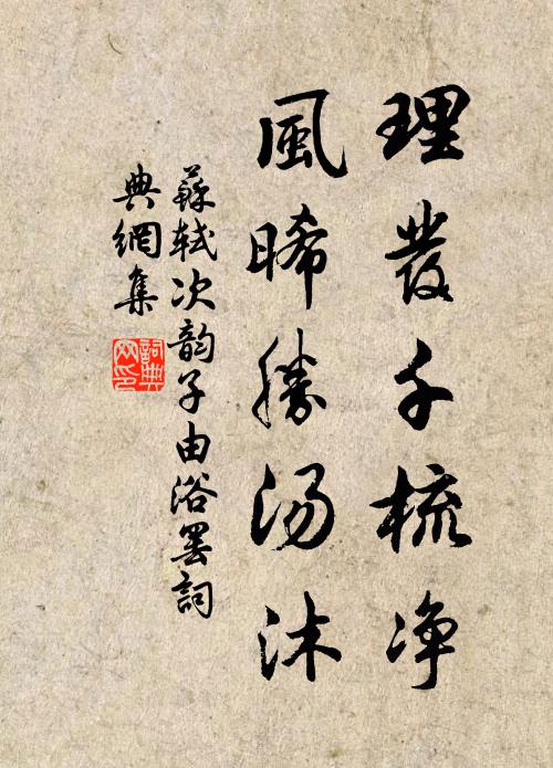 苏轼理发千梳净，风晞胜汤沐书法作品欣赏