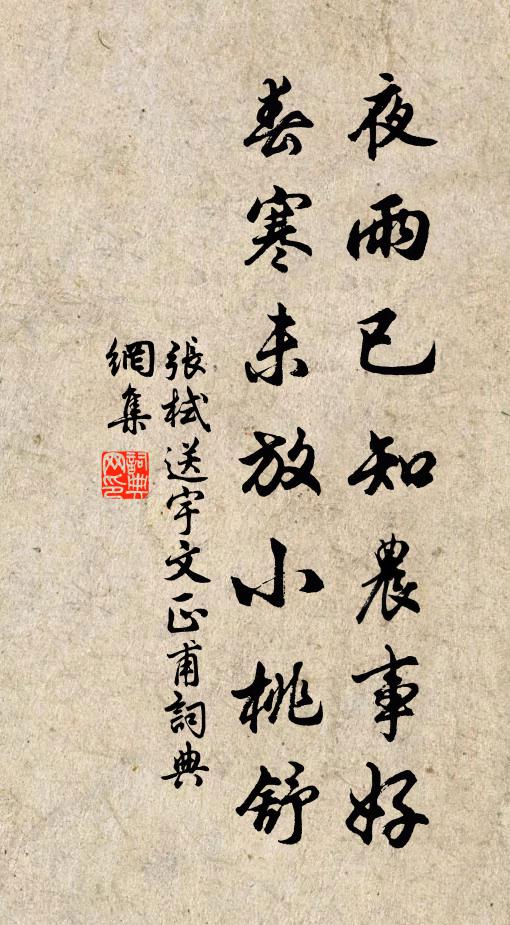 张栻夜雨已知农事好，春寒未放小桃舒书法作品欣赏