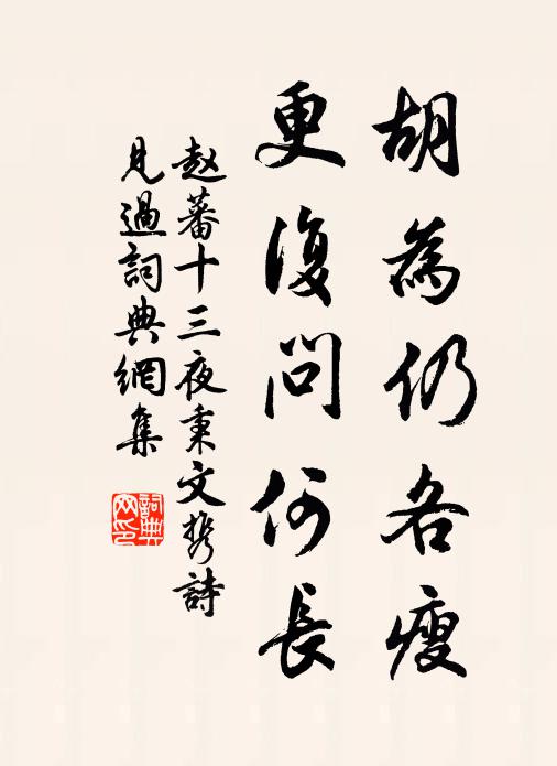 赵蕃胡为仍各瘦，更复问何长书法作品欣赏