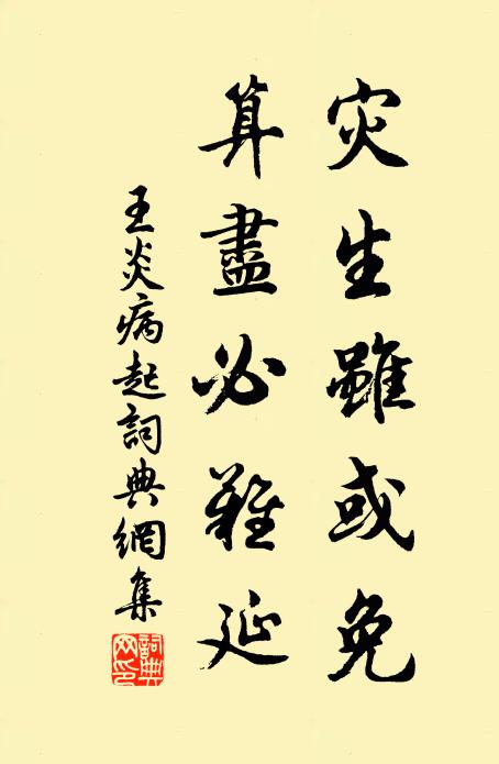王炎灾生虽或免,算尽必难延书法作品欣赏