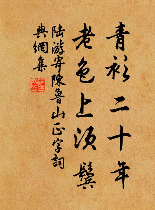 陆游青衫二十年，老色上须鬓书法作品欣赏