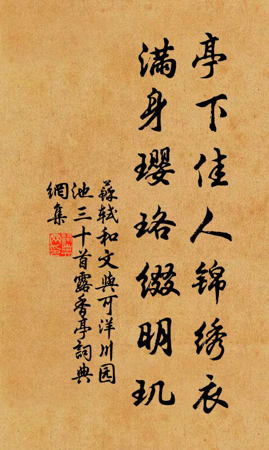 苏轼亭下佳人锦绣衣，满身璎珞缀明玑书法作品欣赏