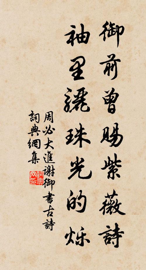 周必大御前曾赐紫薇诗，袖里骊珠光的烁书法作品欣赏