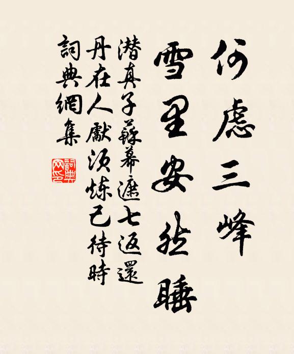 潜真子何虑三峰，雪里安然睡书法作品欣赏