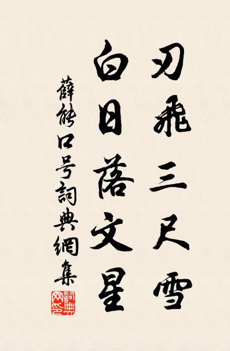 薛能刃飞三尺雪，白日落文星书法作品欣赏