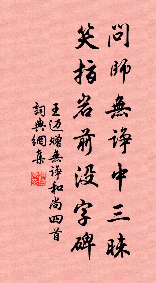 王迈问师无诤中三昧，笑指岩前没字碑书法作品欣赏