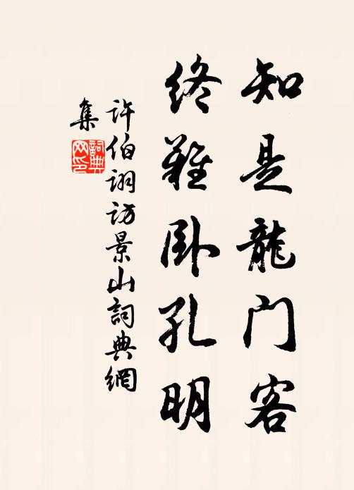 许伯诩知是龙门客，终难卧孔明书法作品欣赏