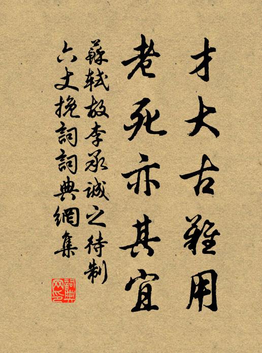苏轼才大古难用，老死亦其宜书法作品欣赏