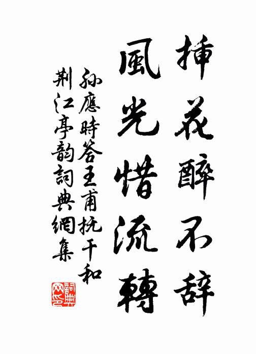 孙应时插花醉不辞，风光惜流转书法作品欣赏