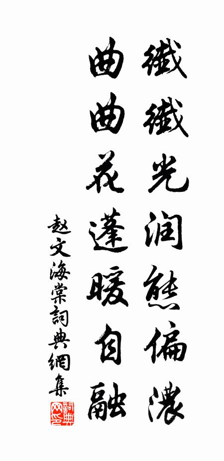 赵文纖纖光润态偏浓，曲曲花蓬暖自融书法作品欣赏