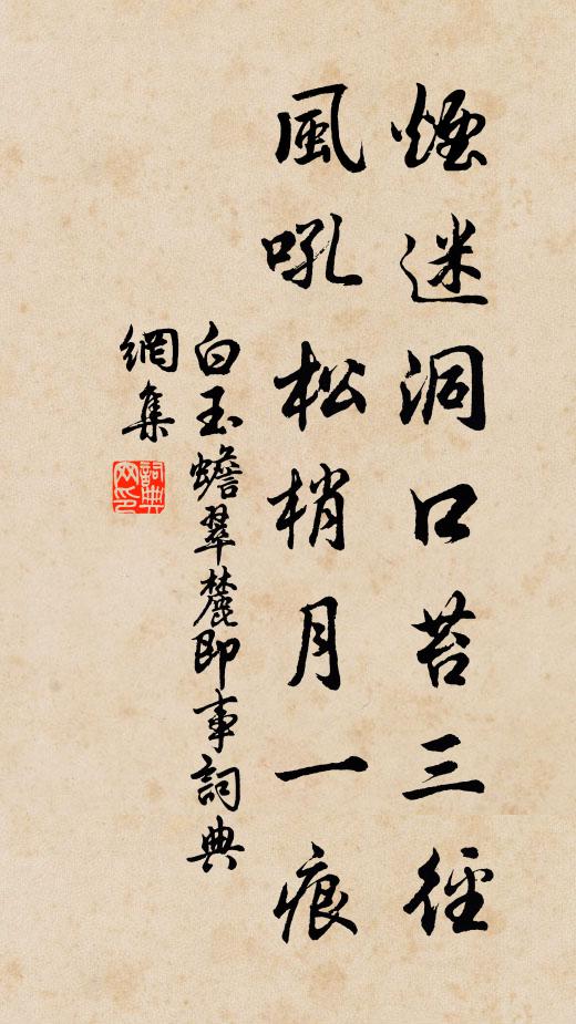 白玉蟾烟迷洞口苔三径，风吼松梢月一痕书法作品欣赏