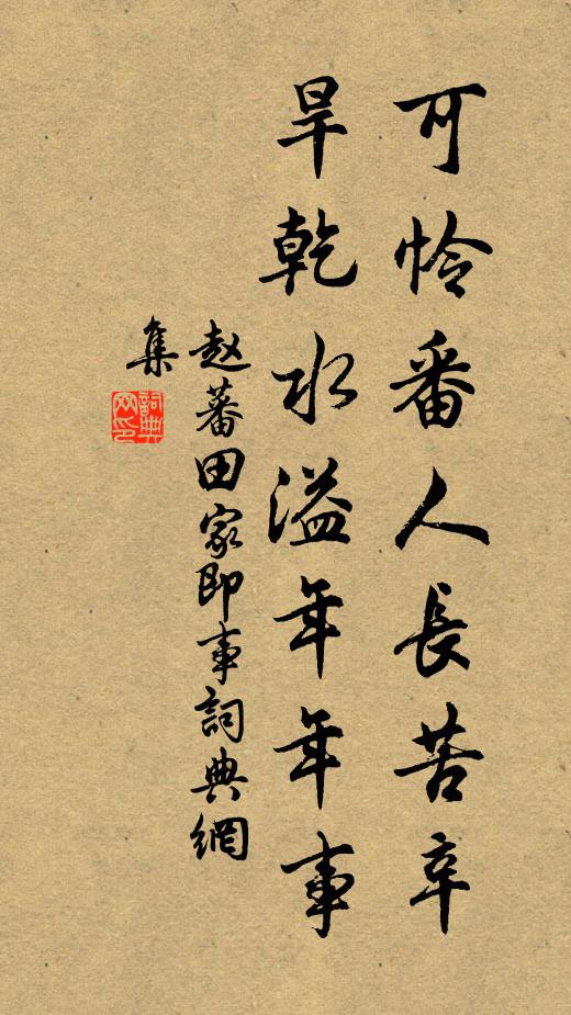 赵蕃可怜番人长苦辛，旱乾水溢年年事书法作品欣赏