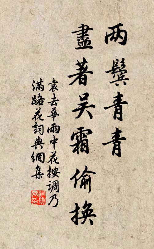 袁去华两鬓青青，尽著吴霜偷换书法作品欣赏