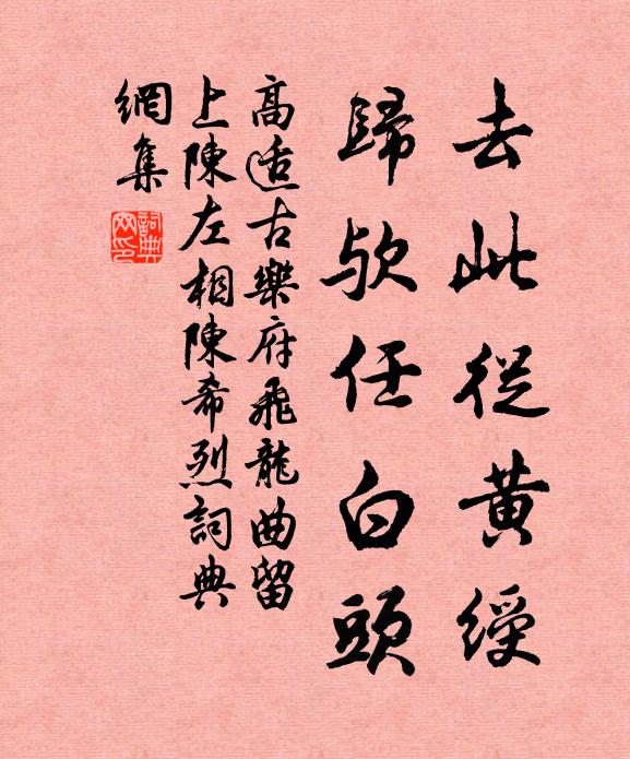 高适去此从黄绶，归欤任白头书法作品欣赏