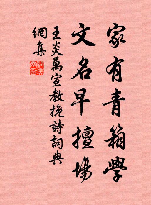 王炎家有青箱学，文名早擅场书法作品欣赏