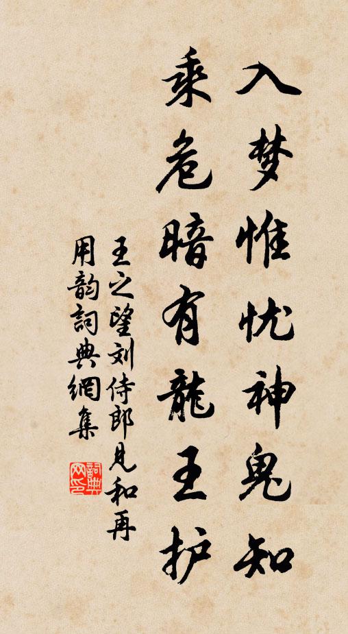 王之望入梦惟忧神鬼知，乘危暗有龙王护书法作品欣赏