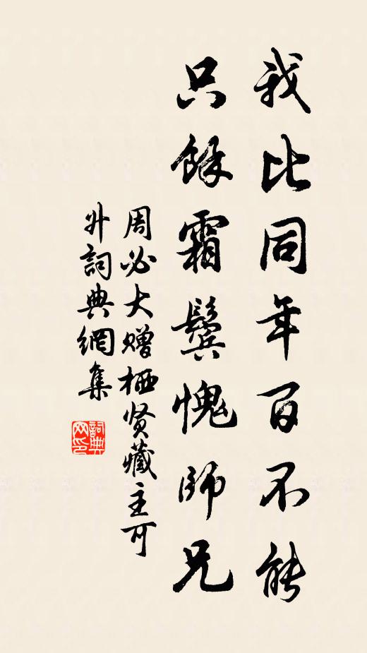 周必大我比同年百不能，只馀霜鬓愧师兄书法作品欣赏