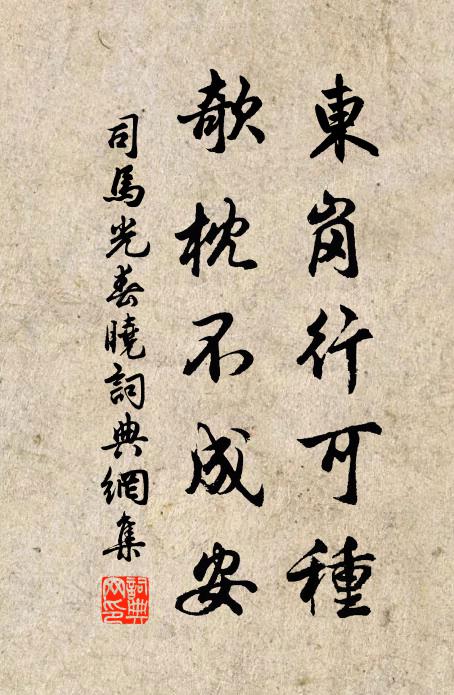 司马光东岗行可种，欹枕不成安书法作品欣赏