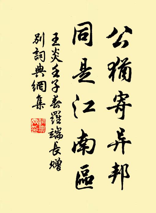 王炎公犹寄异邦，同是江南区书法作品欣赏