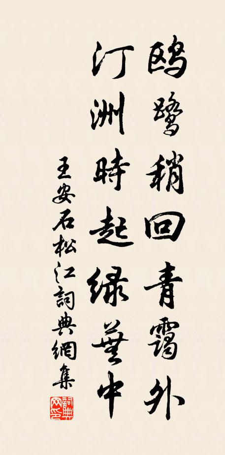 王安石鸥鹭稍回青霭外，汀洲时起绿芜中书法作品欣赏