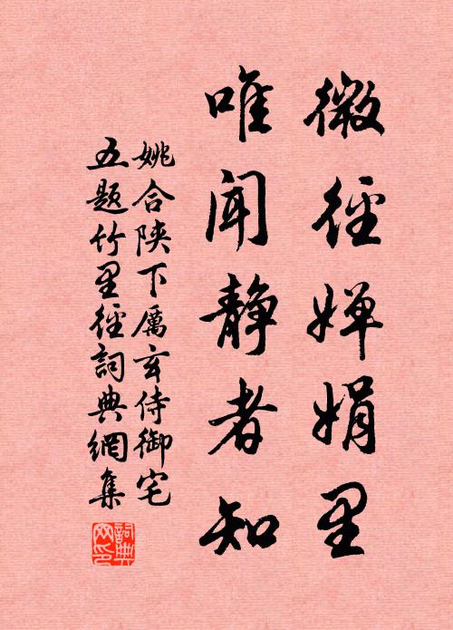 姚合微径婵娟里，唯闻静者知书法作品欣赏