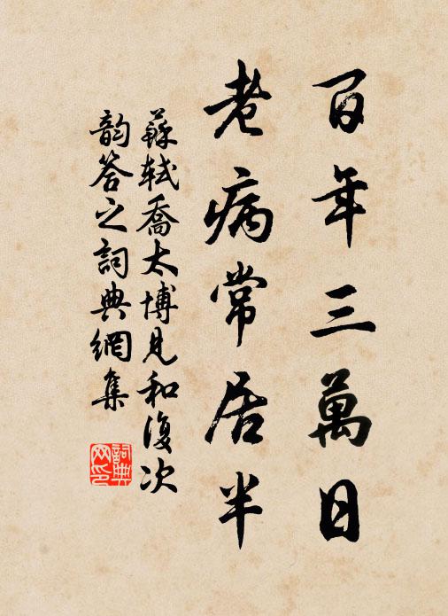 苏轼百年三万日，老病常居半书法作品欣赏