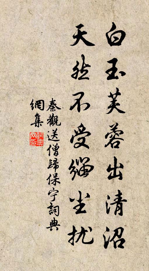 秦观白玉芙蓉出清沼，天然不受缁尘扰书法作品欣赏