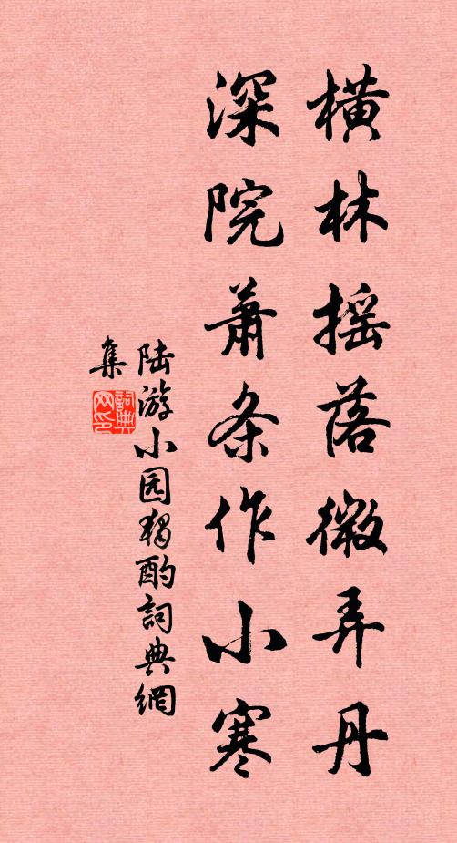 陆游横林摇落微弄丹，深院萧条作小寒书法作品欣赏