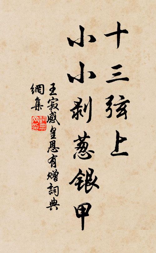 王寂十三弦上，小小剥葱银甲书法作品欣赏