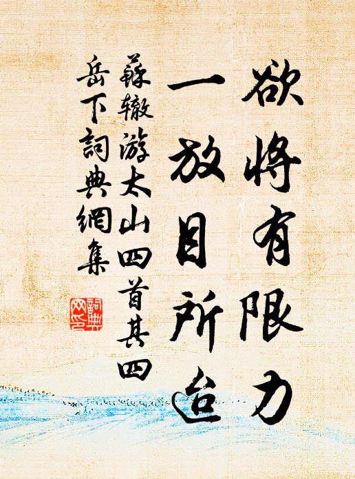 苏辙欲将有限力,一放目所迨书法作品欣赏