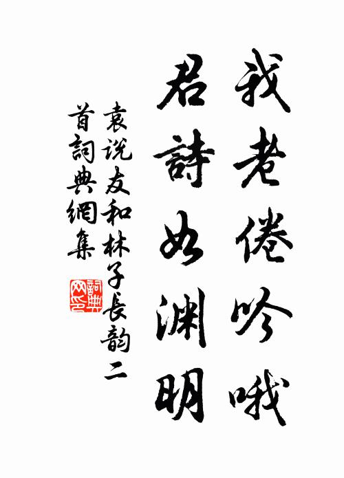 袁说友我老倦吟哦，君诗如渊明书法作品欣赏