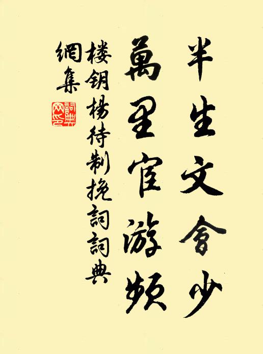 楼钥半生文会少，万里宦游频书法作品欣赏