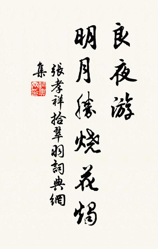 张孝祥良夜游，明月胜烧花烛书法作品欣赏