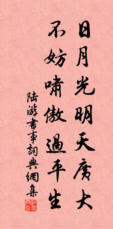 陆游日月光明天广大，不妨啸傲过平生书法作品欣赏