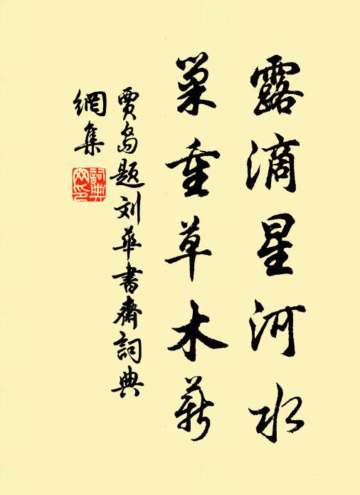 贾岛露滴星河水，巢重草木薪书法作品欣赏