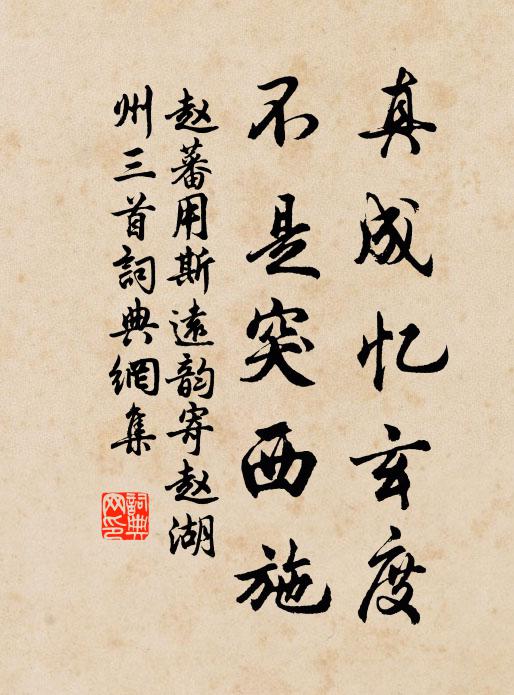 赵蕃真成忆玄度，不是突西施书法作品欣赏