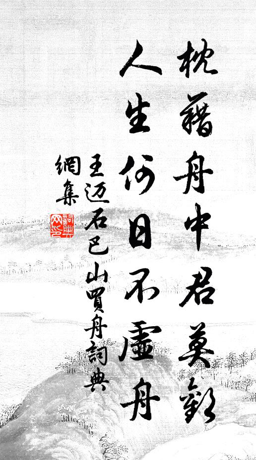 王迈枕藉舟中君莫欢，人生何日不虚舟书法作品欣赏