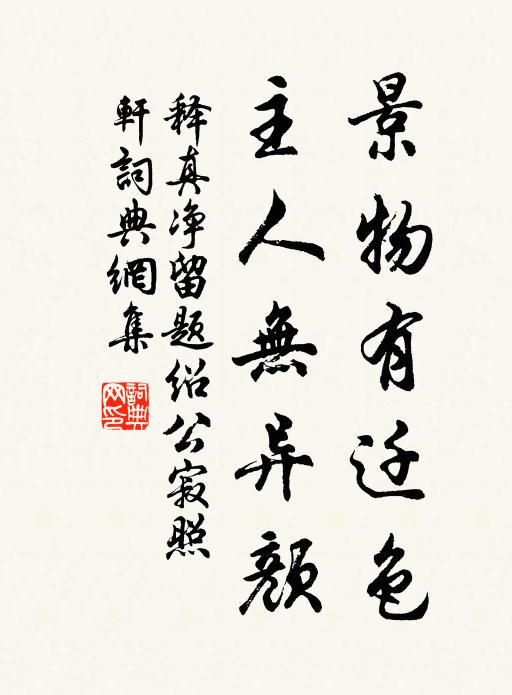 释真净景物有迁色，主人无异颜书法作品欣赏