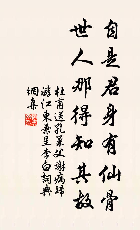 杜甫自是君身有仙骨，世人那得知其故书法作品欣赏