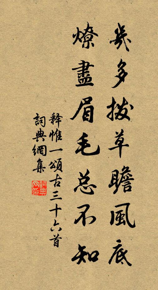 释惟一几多拨草瞻风底，燎尽眉毛总不知书法作品欣赏