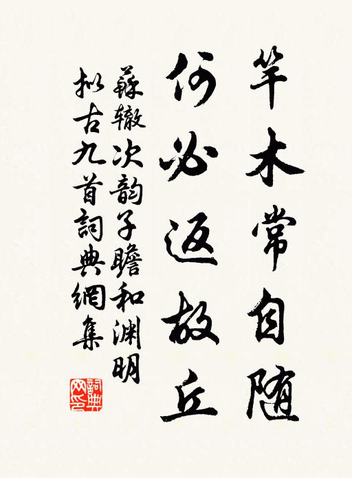 苏辙竿木常自随，何必返故丘书法作品欣赏